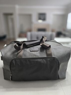 Tumi Gray and Black Duffel Bag